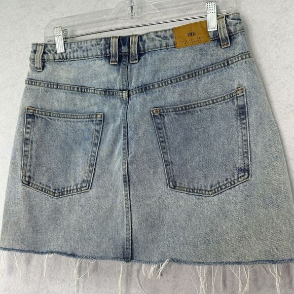 Zara Woman‎ Denim Button Skirt Women’s Size Large Blue Medium Wash Pockets - Picture 6 of 8